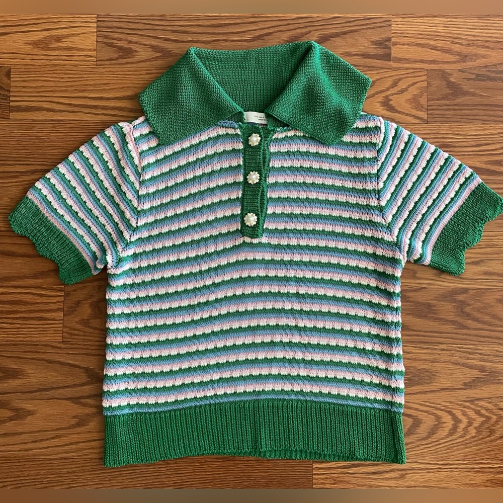 Zara Flower Button Polo Sweater